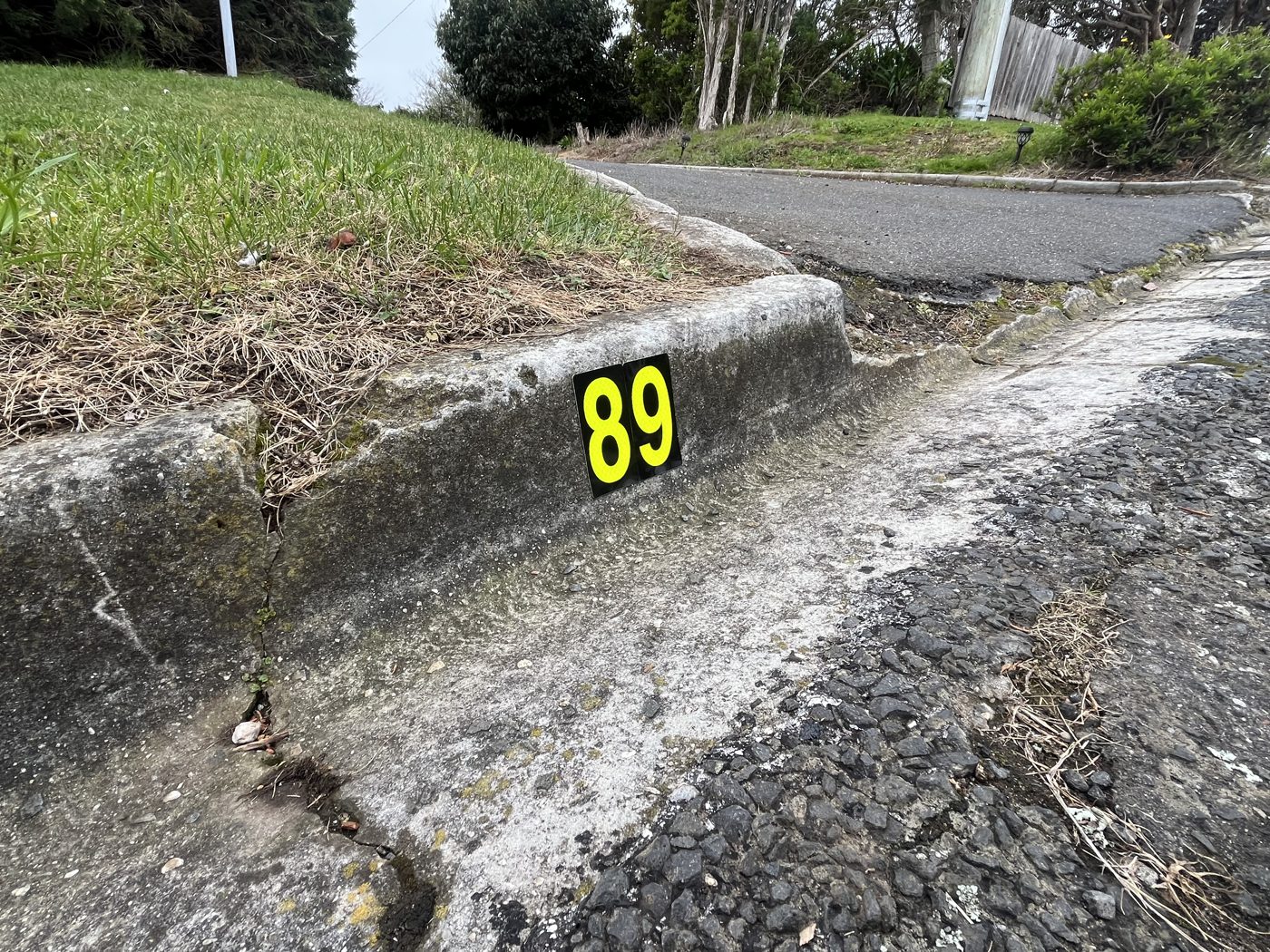 CurbGlow marker installed on a curb, wide shot